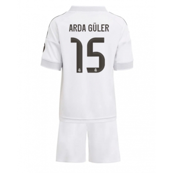 Billige Fotballdrakt Real Madrid Arda Guler #15 Replika Hjemmedraktsett Barn 2025-26 Kortermet (med bukser)